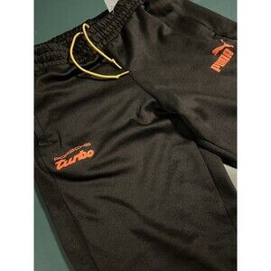 RARE Puma Porsche Turbo Jogger Fleece Performance Pants LARGE Black Drawstring
